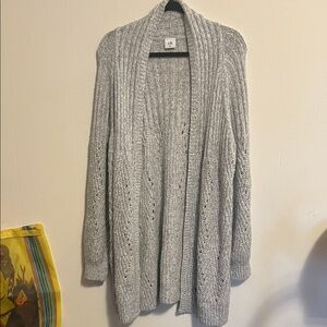 CAbi Light Gray Cathedral Knit Cardigan